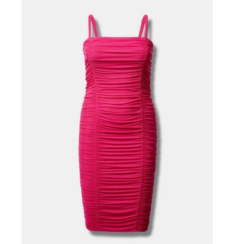 TORRID NWT PINK Midi Mesh Shirred Bodycon Dress